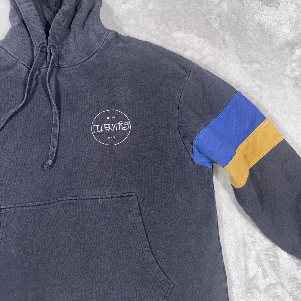 Levi Strauss & Co Navy Blue Hooded Sweatshirt Men's Navy Blue Pullover Medium - Picture 3 of 10